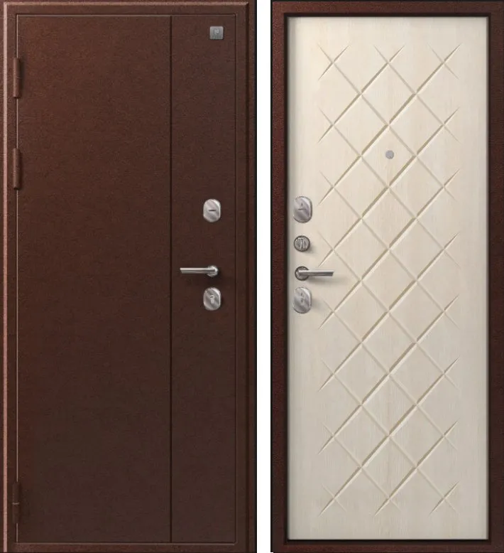 Фото Дверь V-02 медь антик - седой дуб DIS007339